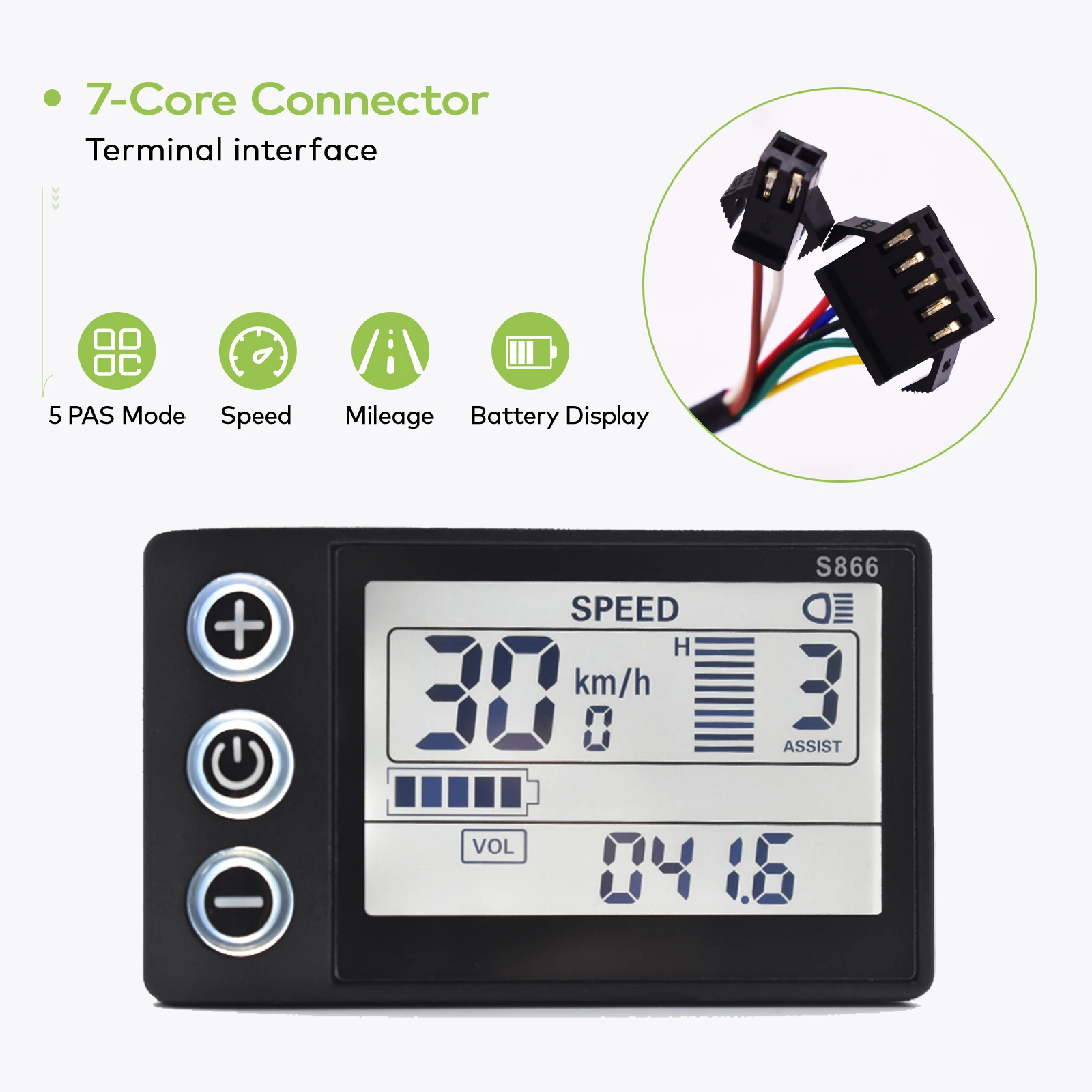 S866 24 V/36 V/48 V/60 V Elektrische Fietsen Snelheidsmeter Digitale Groot Scherm Waterdichte Backlight Bedrade Fiets Kilometerteller Fietscomputer - afbeelding 1