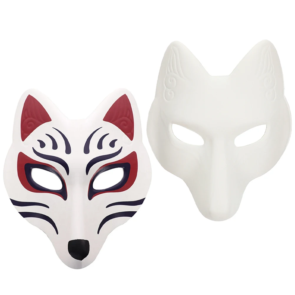 

2 Pcs Fox Mask Masks Diy Craft Aldult White Plastic Eva for Halloween Miss Costumes Cat Decorate