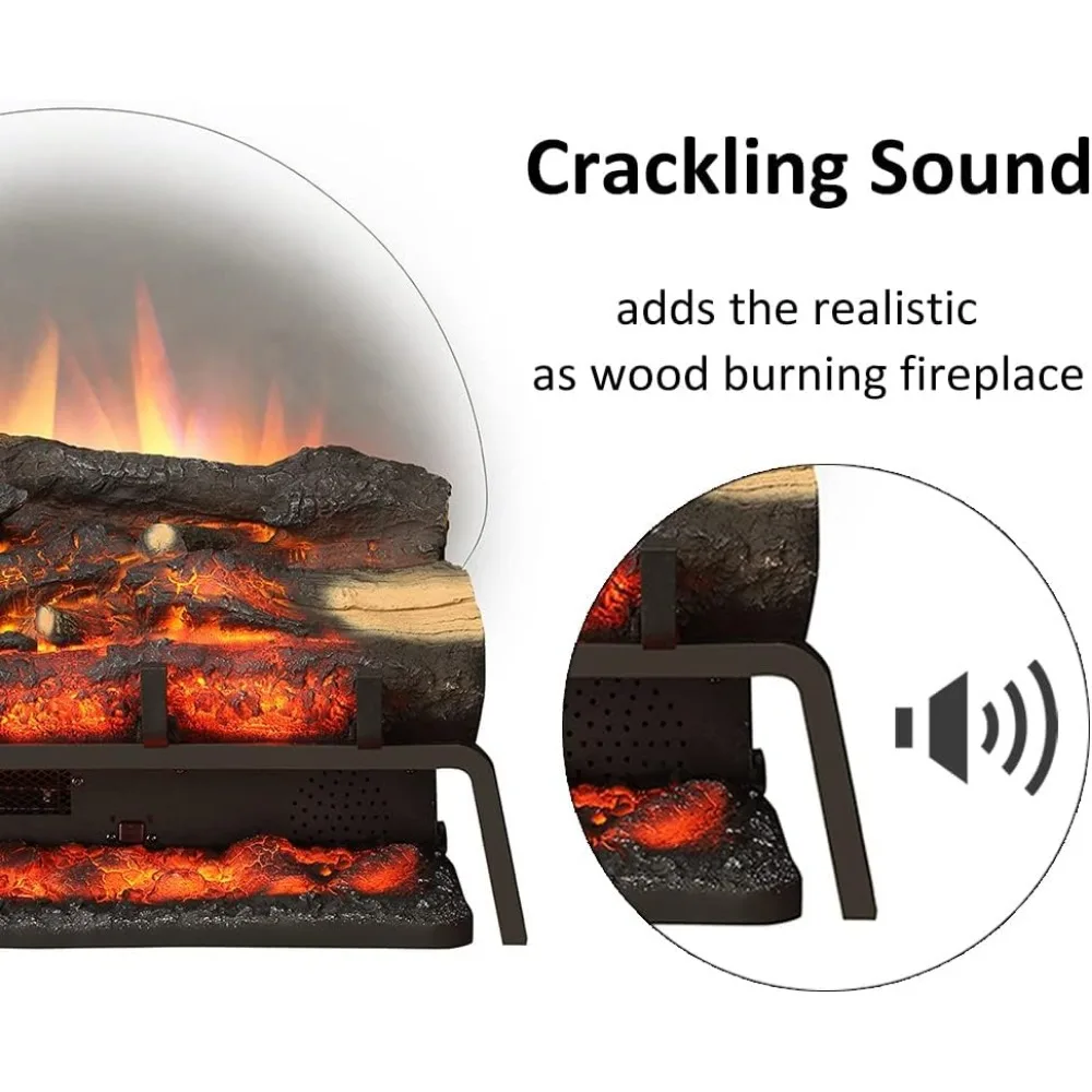 23" W Free Standing Electric Fireplace Log Set (EF290), Fireplace Insert, Heater 750W/1500W, Crackling Sound, Remote Control