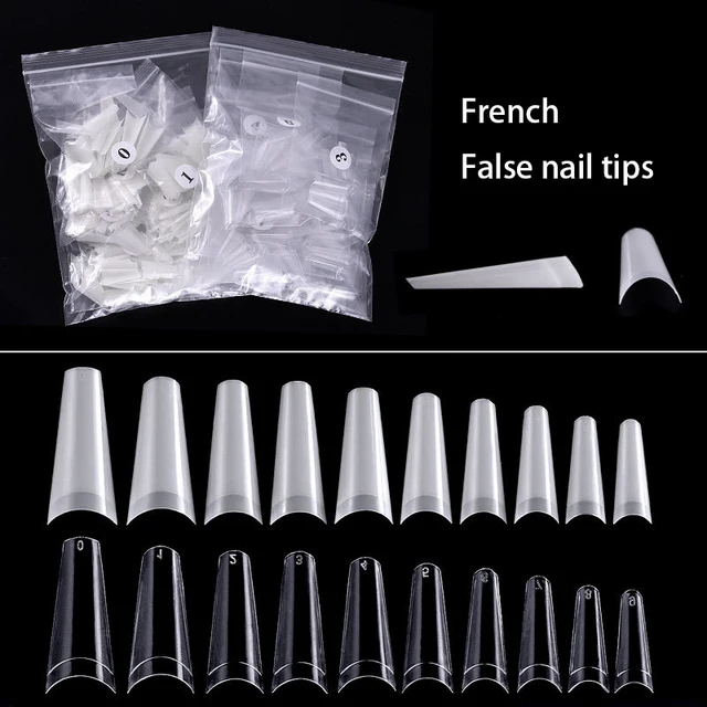500 sztuk sztuczne paznokcie porady francuski naturalny przezroczysty trumna sztuczne paznokcie porady akrylowy żel UV lakier do paznokci Manicure