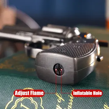 Zapalovač zbraní, větruodolný kovový nafukovací zapalovač cigaret, nafukovací přepínatelný zapalovač pistole, zapalovače cigaret a kuřácké potřeby 8 nejlepší prodej zapalovač o velikosti paralyzéru - №7
