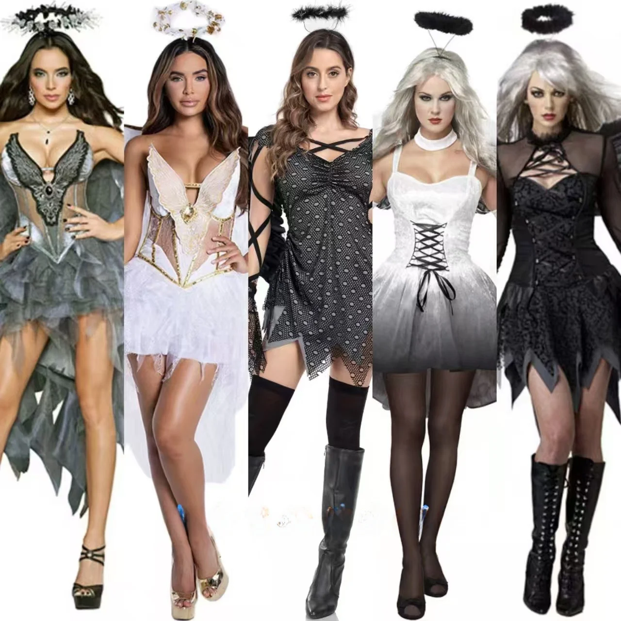 Loween Costume femme nouvelle mariée vêtements Bla ange tenue Cosplay Parent-enfant diable chauve-souris sorcière Costume