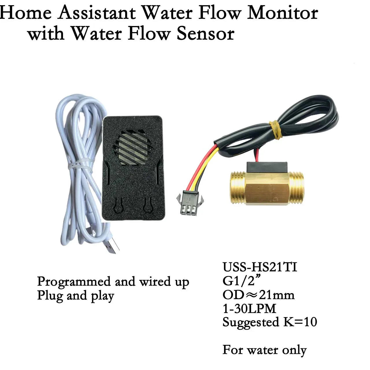 Brass/Alloy Shell Home Assistant Wifi Flow Kit Multiple Sizes Optional Flow Measurement Hall Water Flow Sensor Turbine Flowmeter