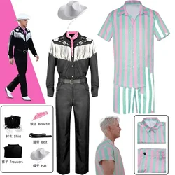 Movie Ken Ryan Gosling Cosplay Costume Adult Men Cowboy Shirt Pants Hat Belt Scarf Suit Performance Halloween Uniform