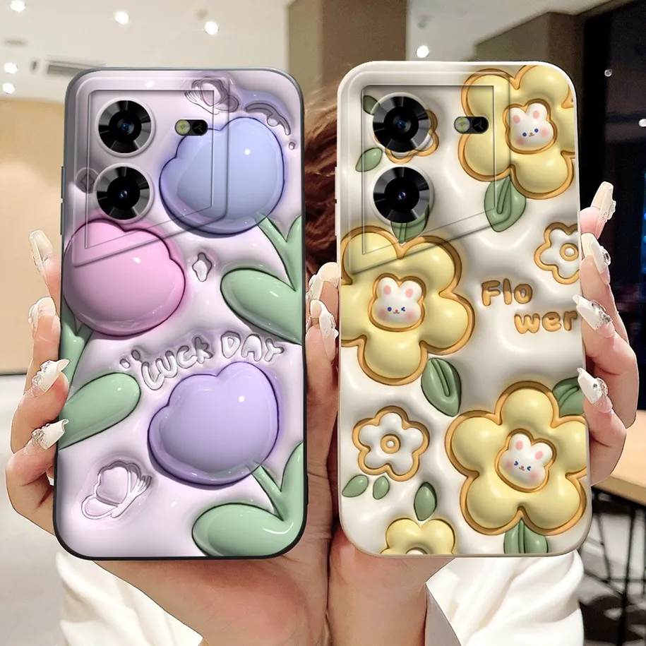 For Tecno Pova 5 Pro 5G Case Popular Tulip Flower Shockproof Silicone Phone Cover For Tecno Pova 5 Pova5 Pro LH8n LH7n Protector