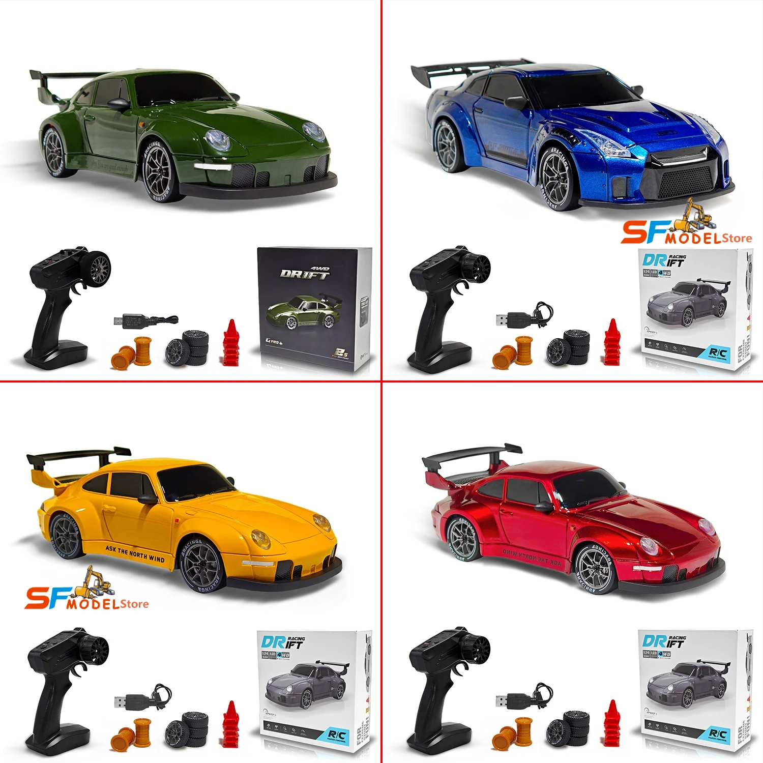 

Ограниченная серия RC Drift Car 1/24 4WD Дистанционное управление Drift Racing Car 2.4G Радио Высокая скорость ​ ​ Модель автомобиля с дистанционным управлением, игрушка в подарок