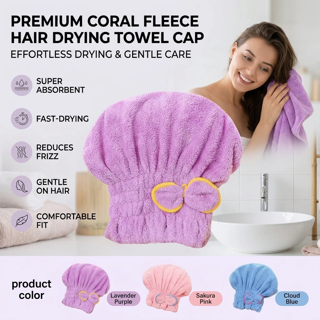 6 Colors Microfiber Hair Turban Quick Bowknot Wrap Towel Dry Hair Cap Thickened Absorbent Head Wrap for Quick Drying