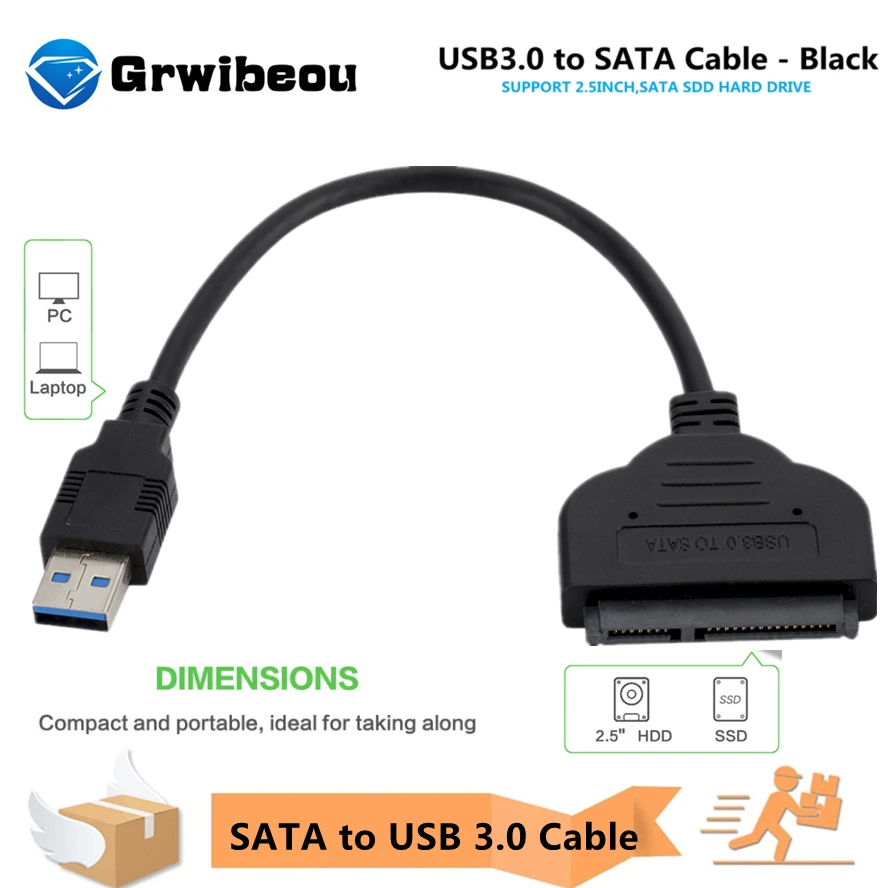 Cable y adaptador de hasta 6 Gbps, compatible con disco duro externo HDD SSD de 2,5"