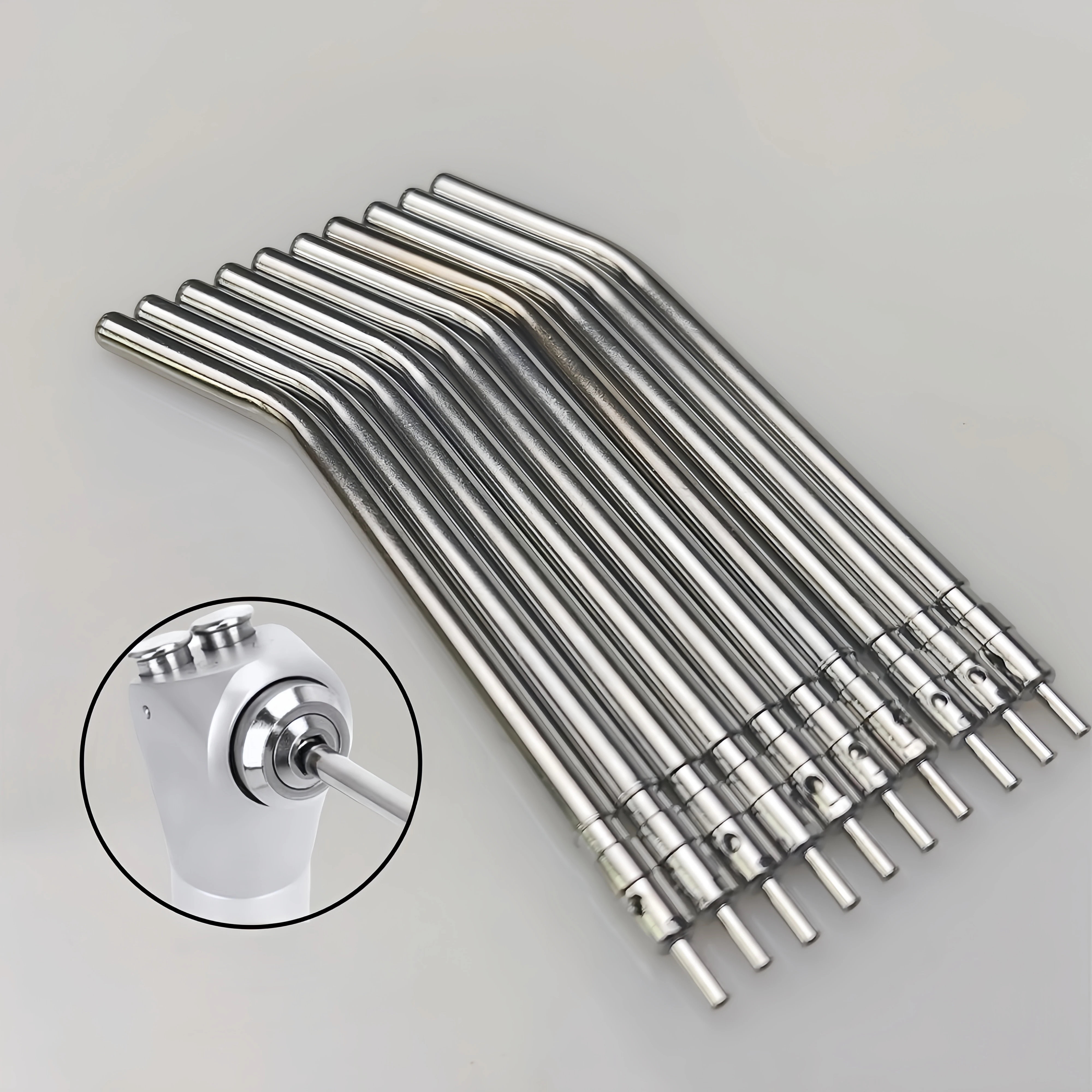 

10Pcs Dental Spray Nozzles - Stainless Steel 3-Way Syringe Tips with Tubing for Equipment Repair & Care
