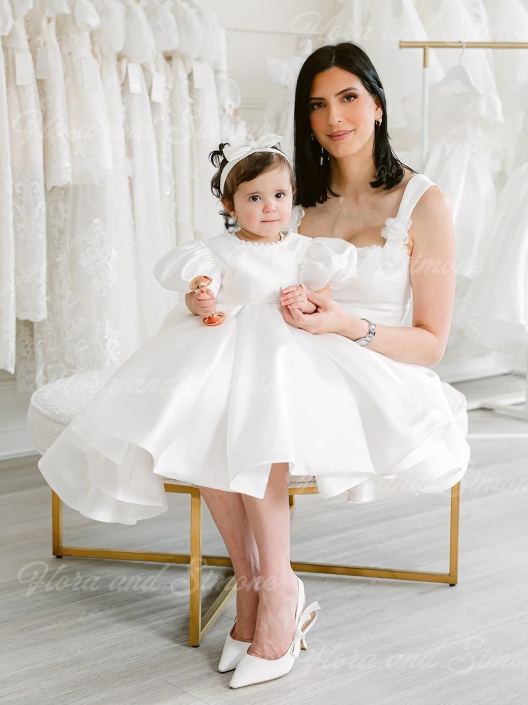 

Атласное платье с цветочным узором цвета слоновой кости для девочек на свадьбу, бант, вечеринку, день рождения, платье принцессы, платья подружки невесты для первого причастия