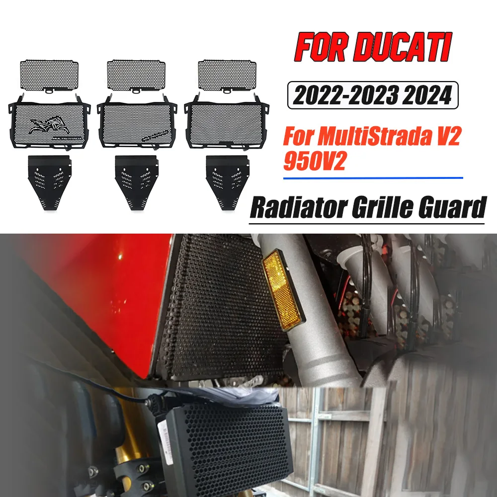 

Motocycle Radiator Grille Cover Water Tank Guard For Ducati MultiStrada V2 950V2 2022-2024 Engine Cooler Bezel Protector Cover