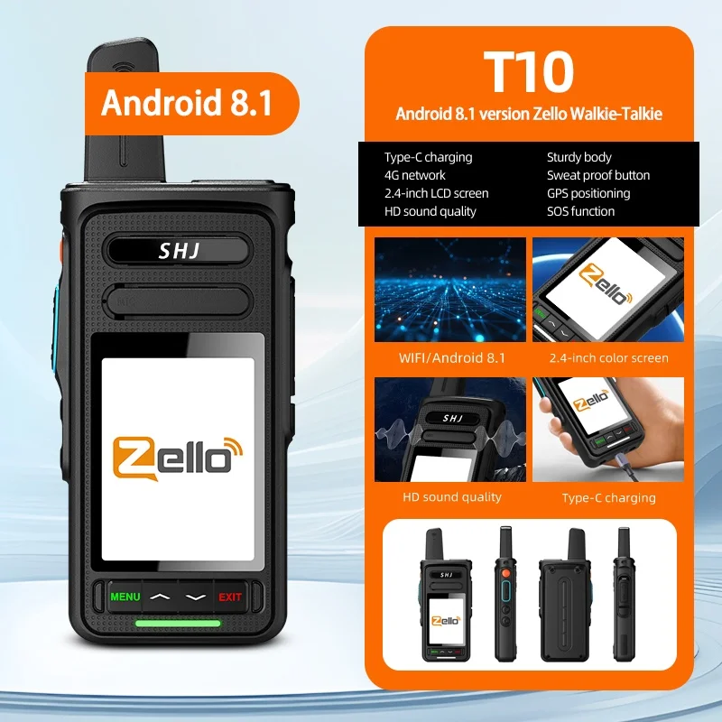 zello walkie-talkies Smart 4G POC Radio: شاشة 2.4 بوصة، Android 8.1، نطاق 100 ميجا، يدعم SIM/WiFi/Bluetooth.