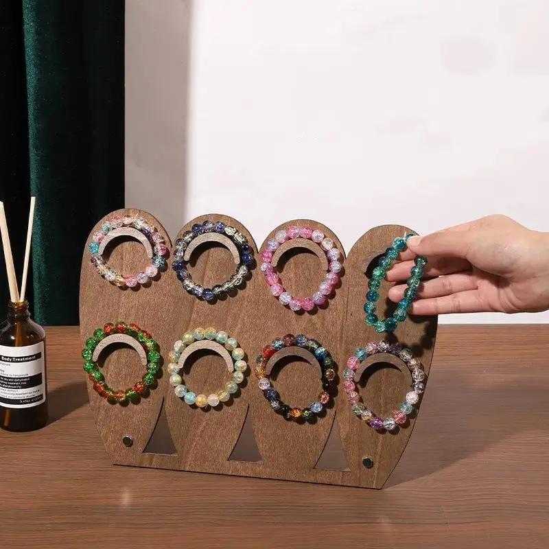 Simple Wood Bracelet Tray Hand Bangle Organizer Bracelet Display Rack Ornaments Storage Case Necklace Display Stand Gift