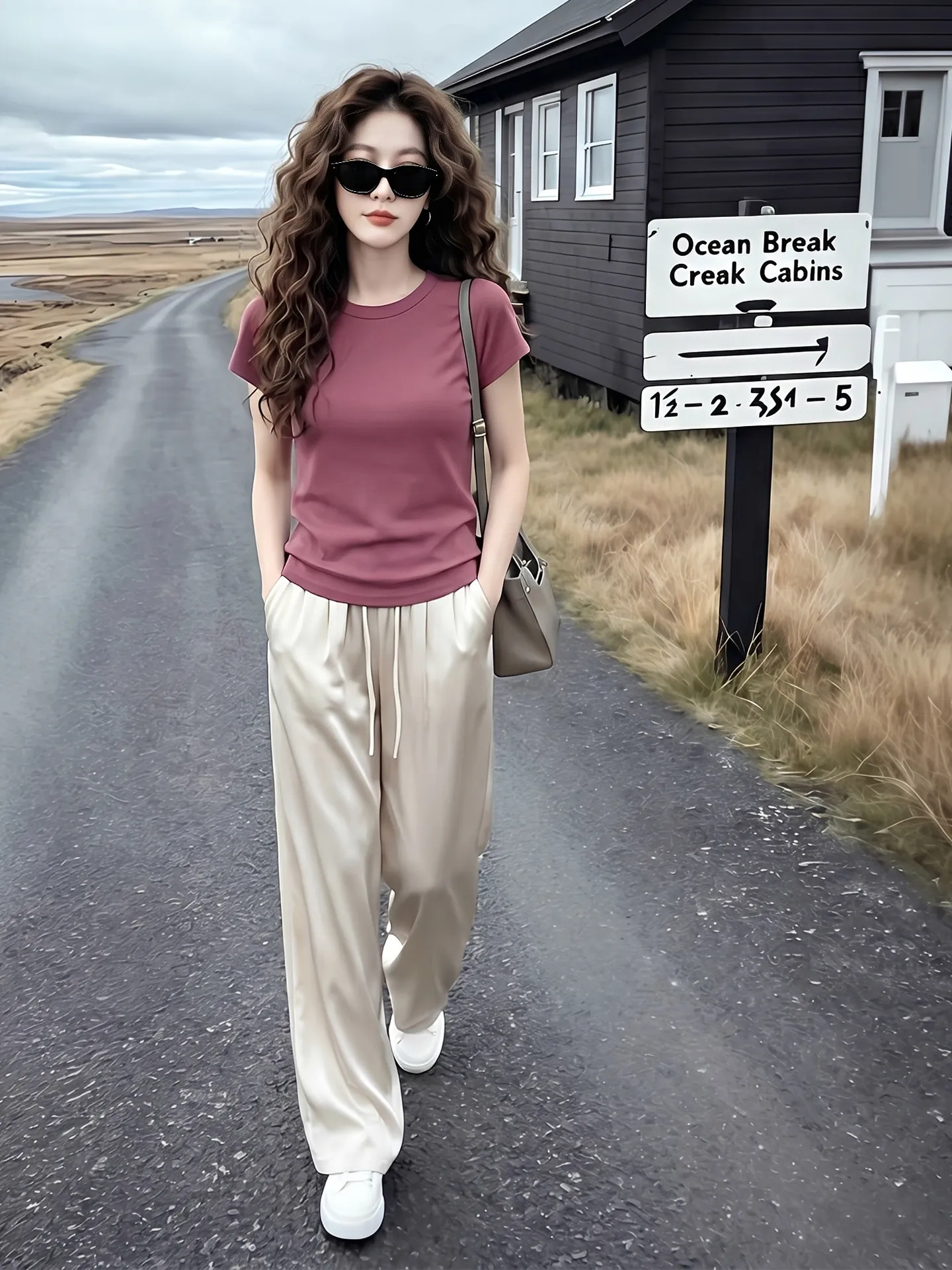 

Fashionable Short Sleeve T-Shirt And Wide Leg Pants Two Piece Set Breathable Comfortable Casual Workwear for Women in Summer