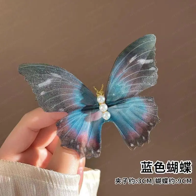 Vintage Moving Butterfly Snap Clip, Dynamic Fluttering Hairpin for Side Bangs & Loose Waves, Elegant Formal Hair Accessory