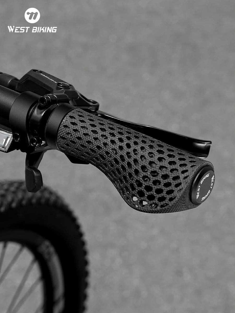 AliExpress West Biking WEST BIKING 3D Printed Bike Handlebar Grip Ergonomic Non-Slip Design Alloy Lock Rings Shock Absorption for MTB/Road/City Bicycle