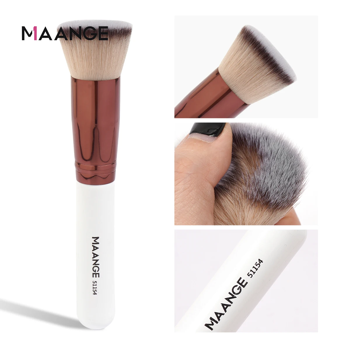 MAANGE 4Pcs Makeup Brushes with Case Foundation Concealer Powder Makeup Brush Soft Fluffy Bristles Big Cosmetic Brushes Set