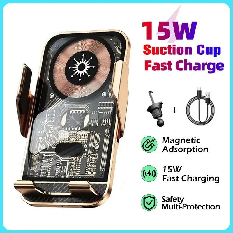 

【Fast Delivery】Creative Punk Wireless Charger 15W Phone Holder for Car for IR Sensing QI Quick Charger