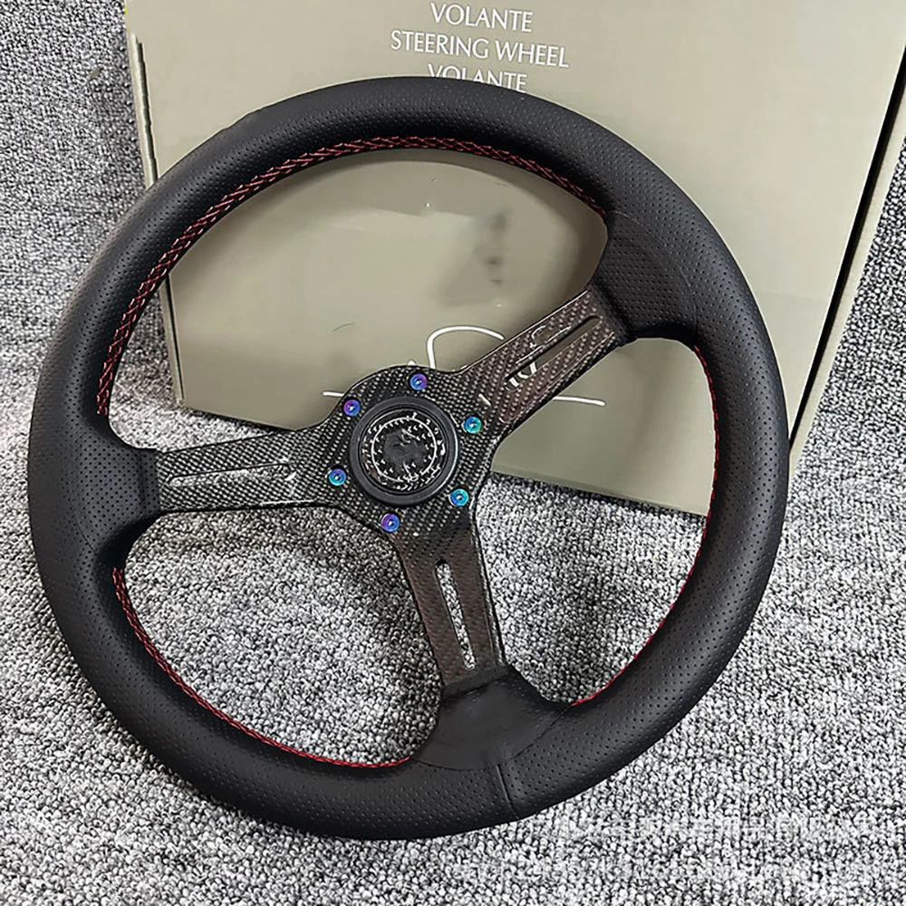 New Carbon Fiber Shallow Concave Steering Wheel Modification 14 Inch 350MM Quick Release Steering Wheel Accessories Universal 