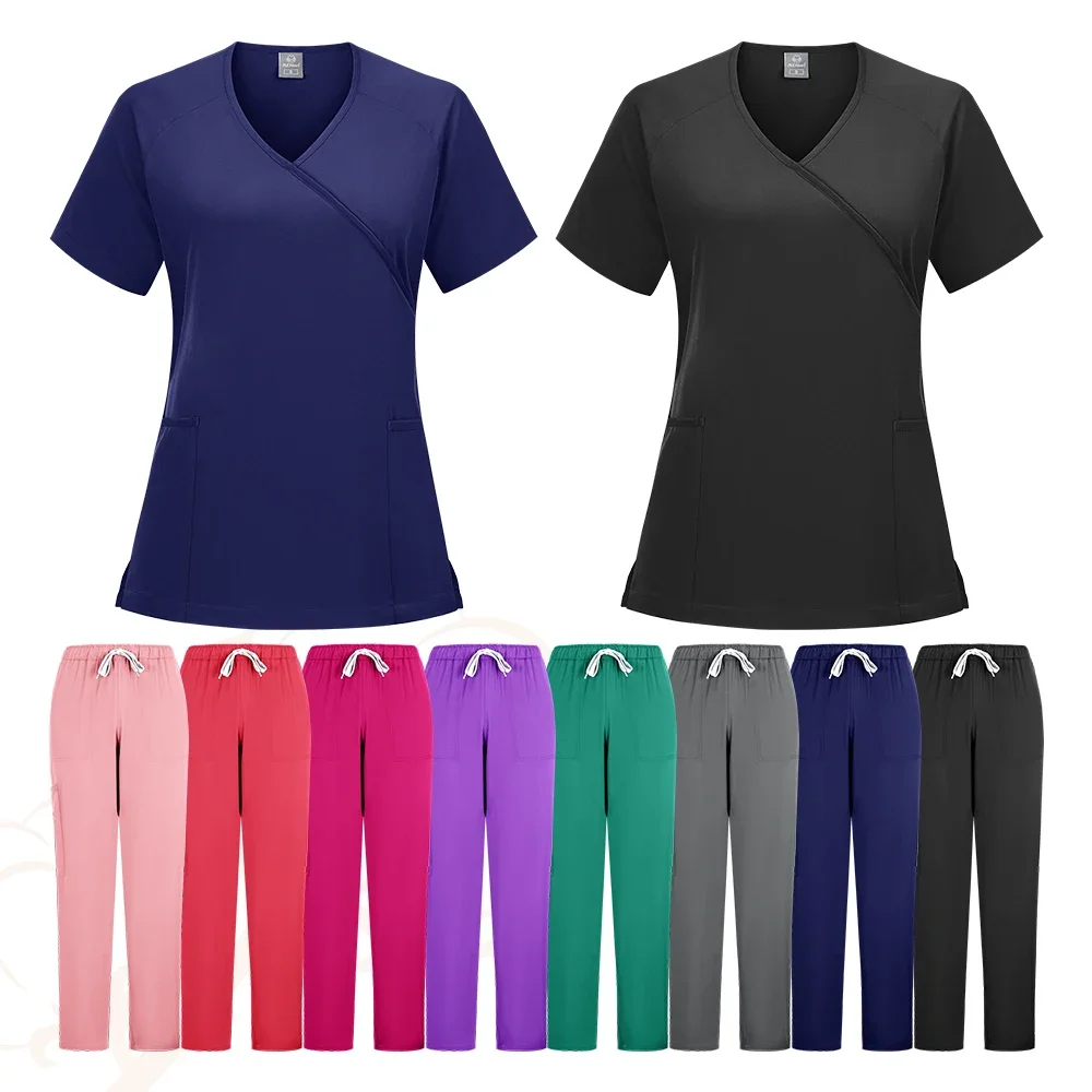 Set di scrub da donna Slim Fit uniforme medica abiti chirurgici accessori per infermiere negozio di animali clinica odontoiatrica farmacia abbigliamento da lavoro