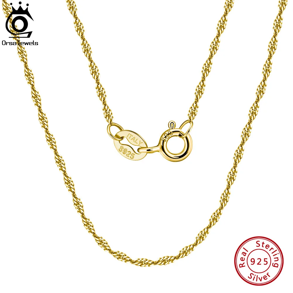 ORSA JEWELS 925 Sterling Silver 1.5mm Twisted Singapore Chain Necklace for Women Men Choker Jewelry for Daily Wear 40-60CM SC02