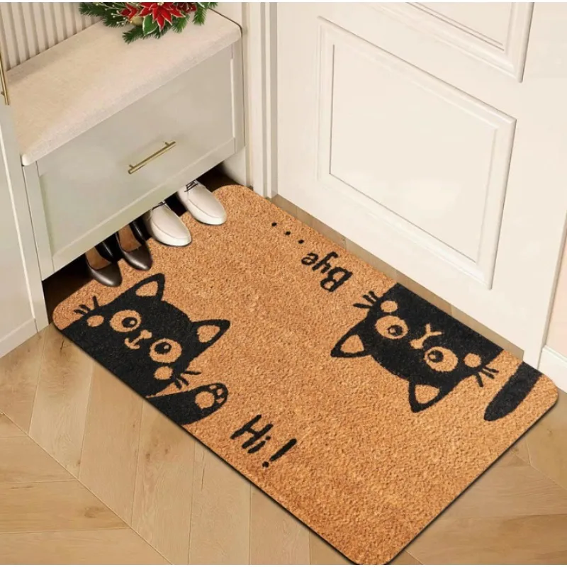 Cartoon Cat Entryway Doormat Non-Slip Indoor Welcome Rug for Home Decor Cute Animal Pattern Carpet for Entry Living Room Bedroom