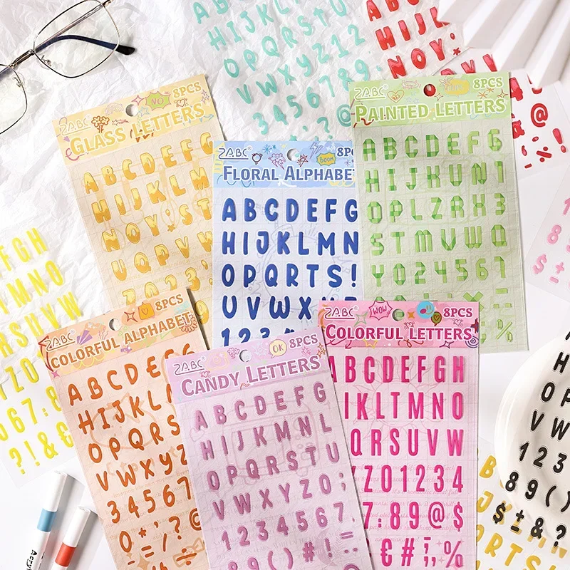 قوس قزح الأبجدية PET ملصقات الإنجليزية قطع ملصقات الزخرفية لمجلة سكرابوكينغ DIY الحرف اليدوية