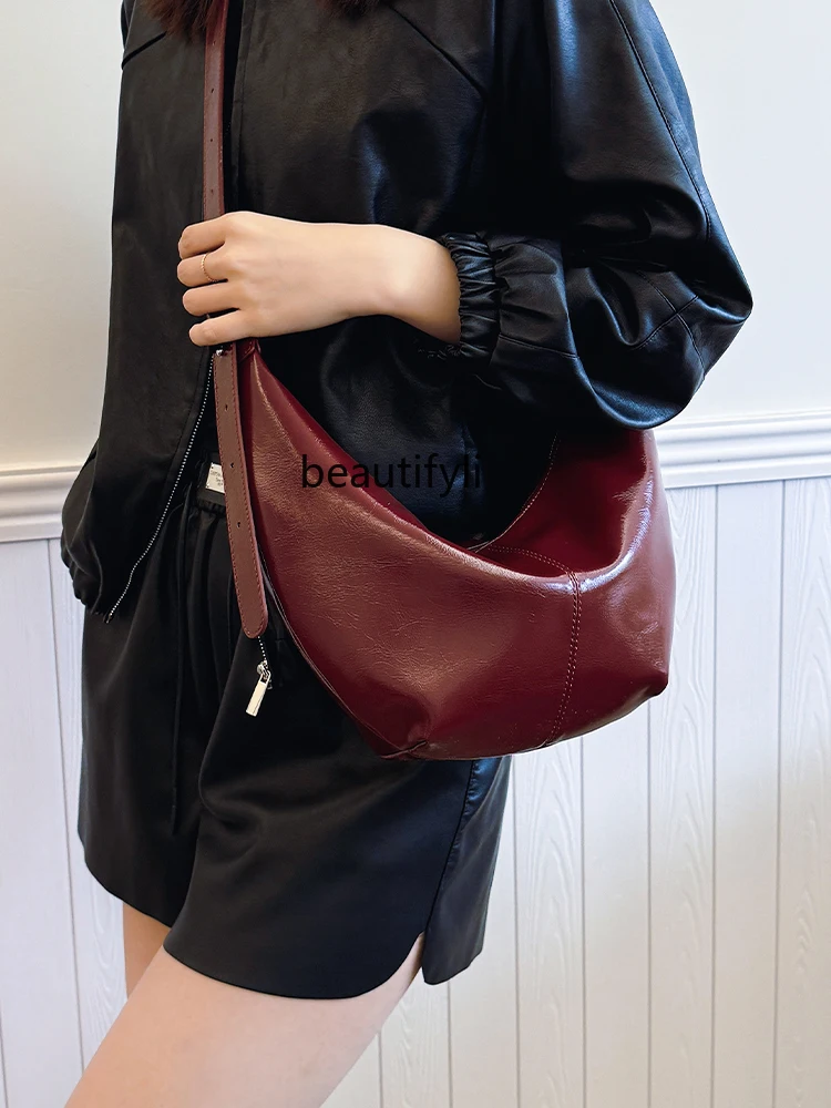 Fashion Trend Dumpling Bag Korean Style Retro Simple Casual Large Capacity Shoulder Bag Minority All-Match Women's Bag