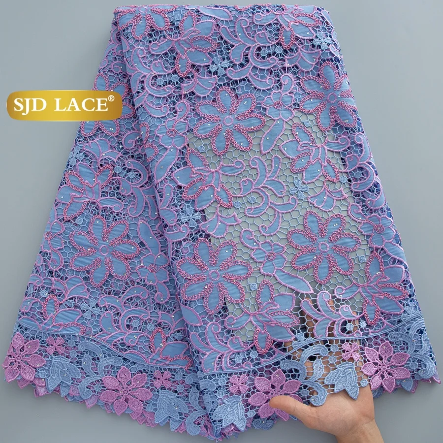 

SJD LACE African Laser Cotton Lace Swiss Voile Lace Fabrics 2026 Latest 5Yards Nigerian Lace for Sewing Women Party Wedding 4870