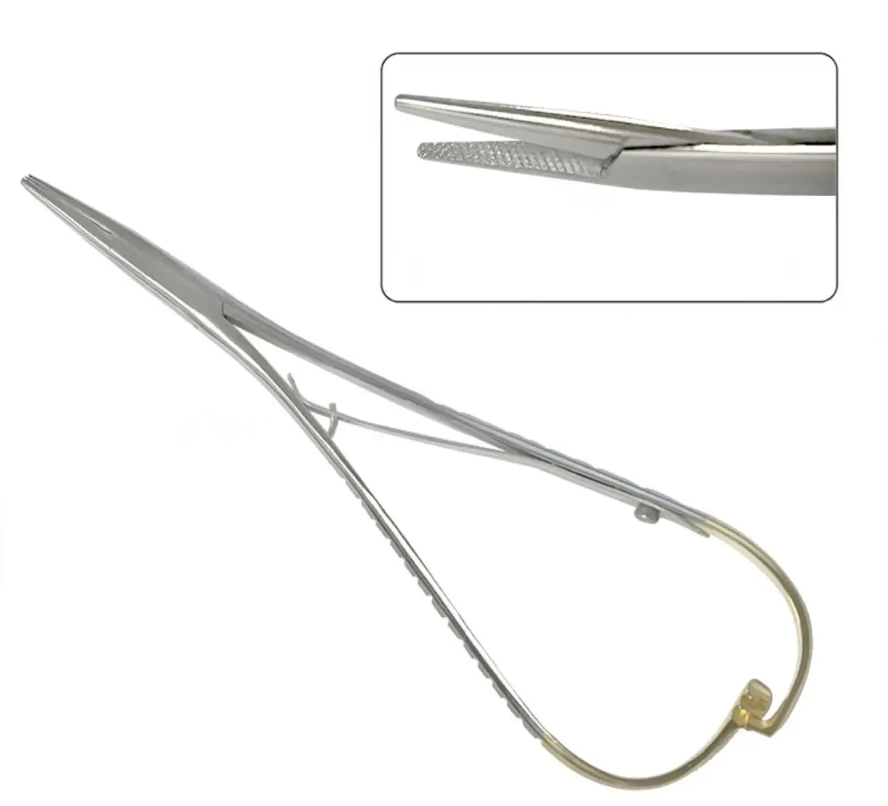 

14cm Dental Needle Holder Tweezers Stainless Steel Orthodontic Plier with Gold Handle Dental Surgical Tool Instrument