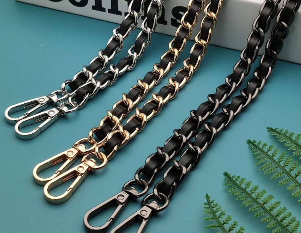 Women\'s bag chain accessories, leather wearing metal chain shoulder strap, single shoulder crossbody hardware bag strap