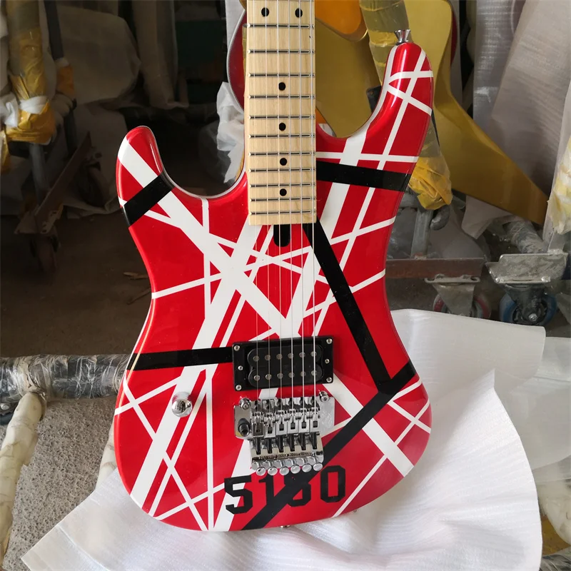 Electric Guitar with Color Strip Paint, Left Hand, 6 String,  Available in Stock, Free Delivery, Can Be Cu