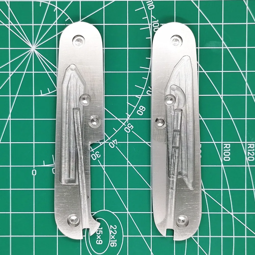 1 Pair Hand Made Titanium Alloy TC4 Scales With Tweezers and Toothpick Cut-Out for 91 mm Victorinox Swiss Army Knife Modify