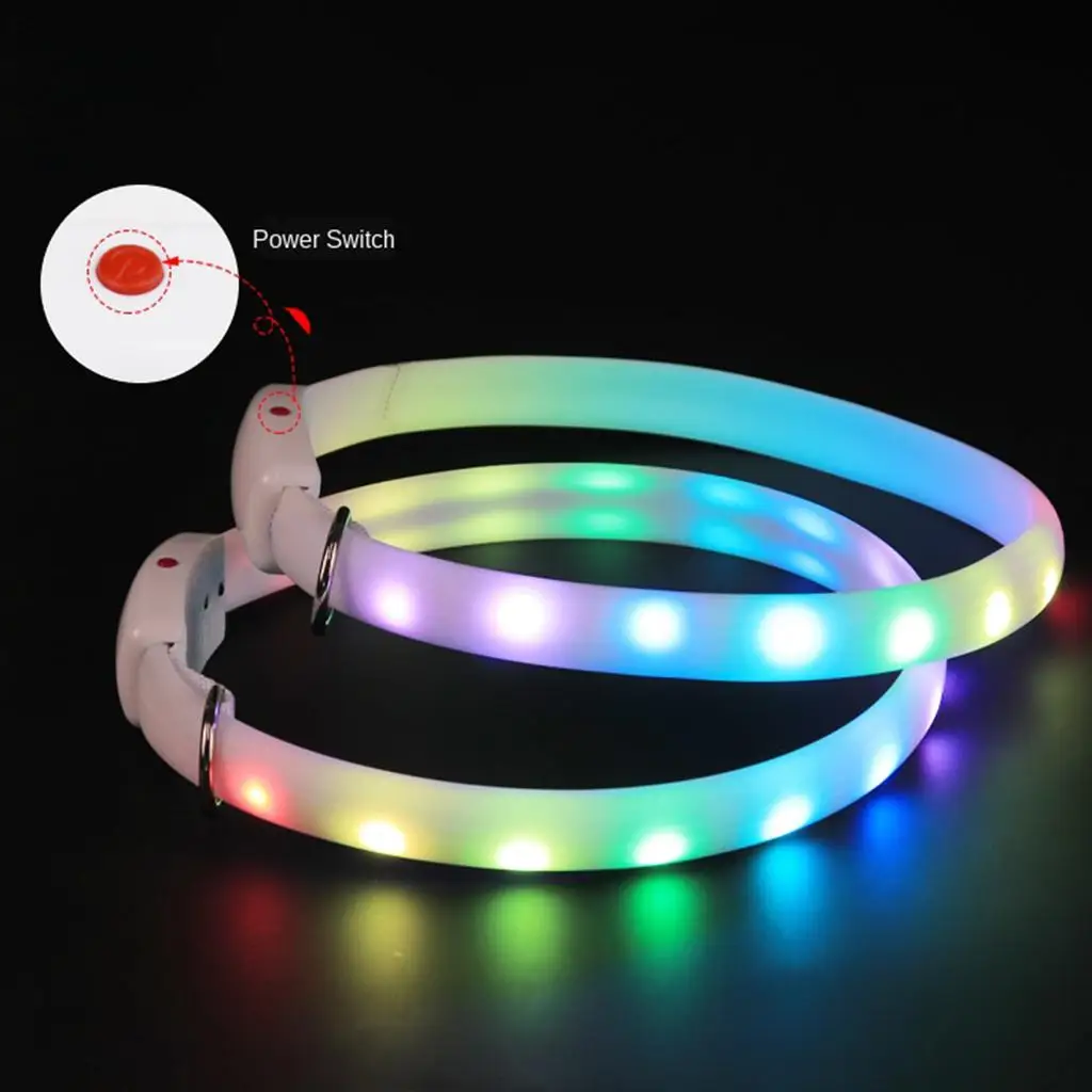 LED Dog Pet Collar Luminous Flashing Adjustable Night Safety Light Up Tag