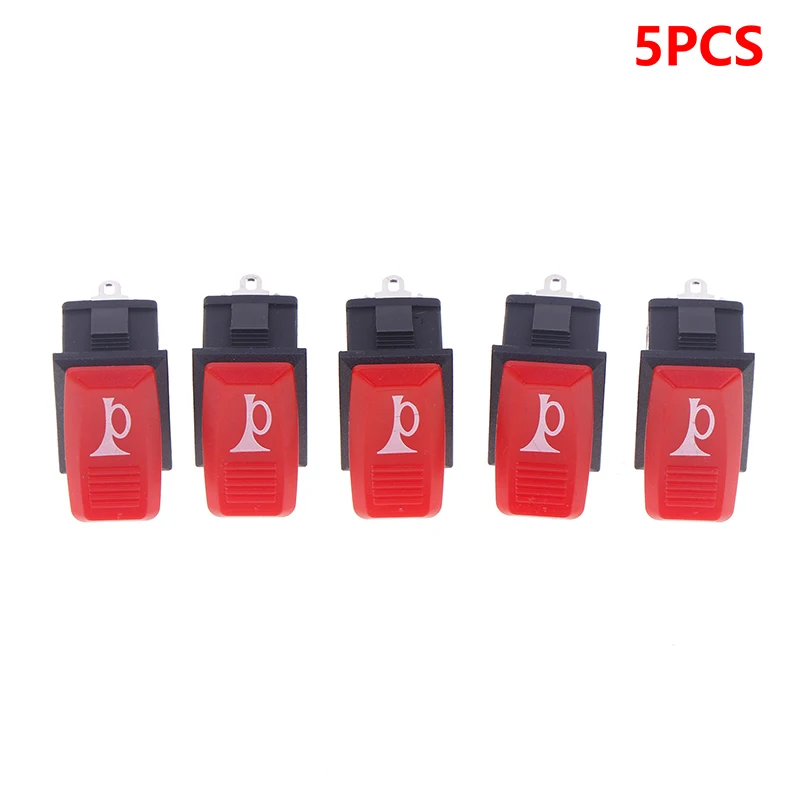 5Pcs Horn Switch Car Button Rocker Switch Plastic 2 Pin Self-reset Red E-bike Motorcycle Horn Universal Momentary Push