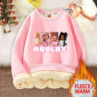 ROBLOX Girl Pullover Hoodies Pink Winter Thick Warm Street Clothing Hoodie Print Fitted Sweatshirt Long Sleeves Tops Gift