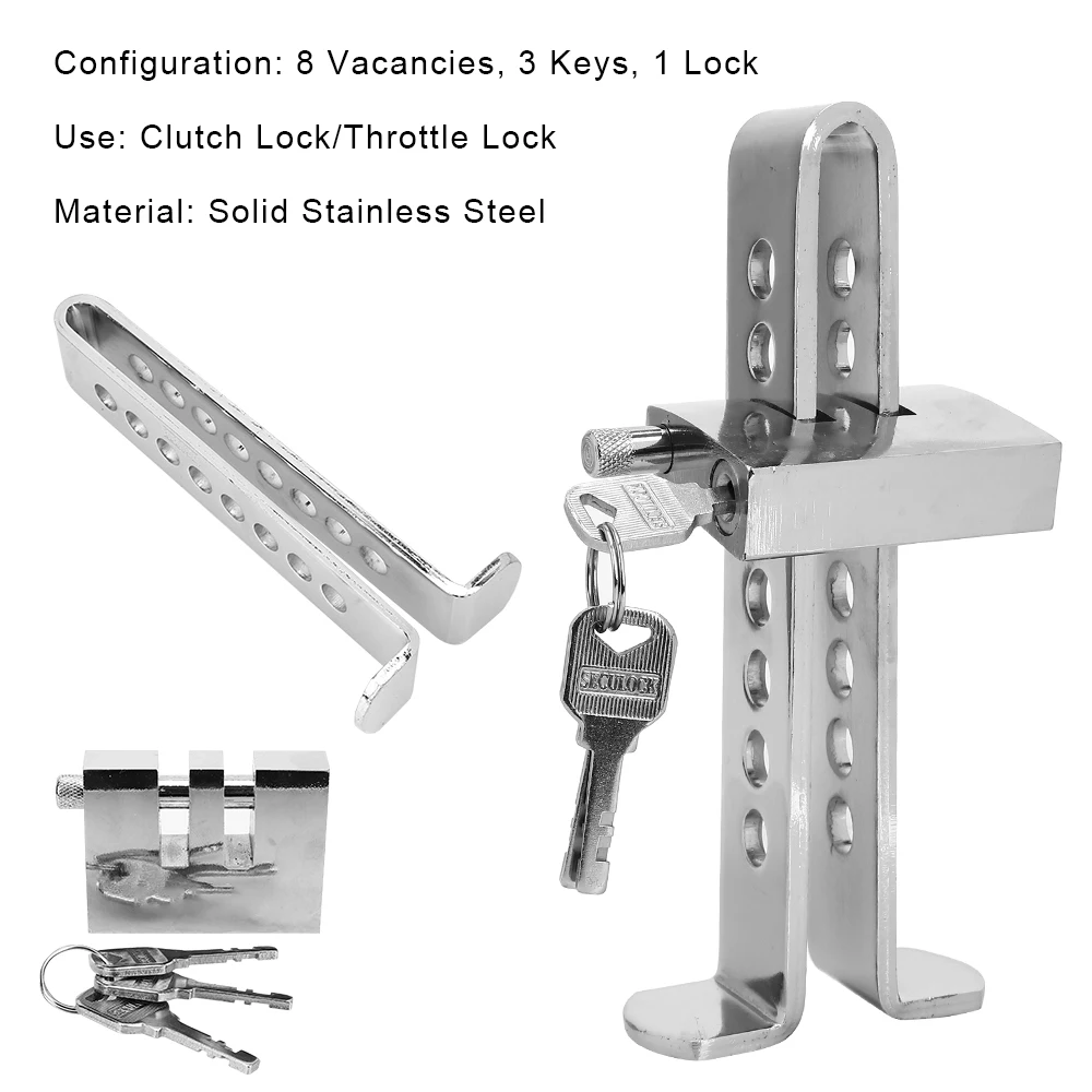 Steel Stainless Car Clutch Lock Auto Brake Pedal Lock Throttle Accelerator Security Anti-Theft Tool Universal