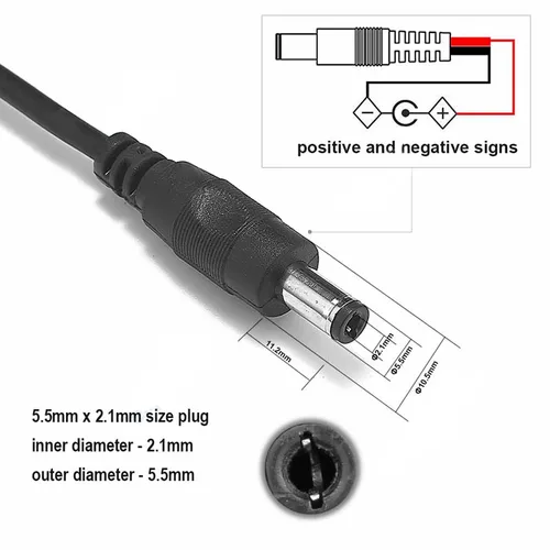 Imagen 2 del producto DC 12V 2Pin Pigtail conectar Cable de alimentación macho hembra 2,1*5,5mm Cable conector 15cm Cable eléctrico de extensión para cámara de luz Led