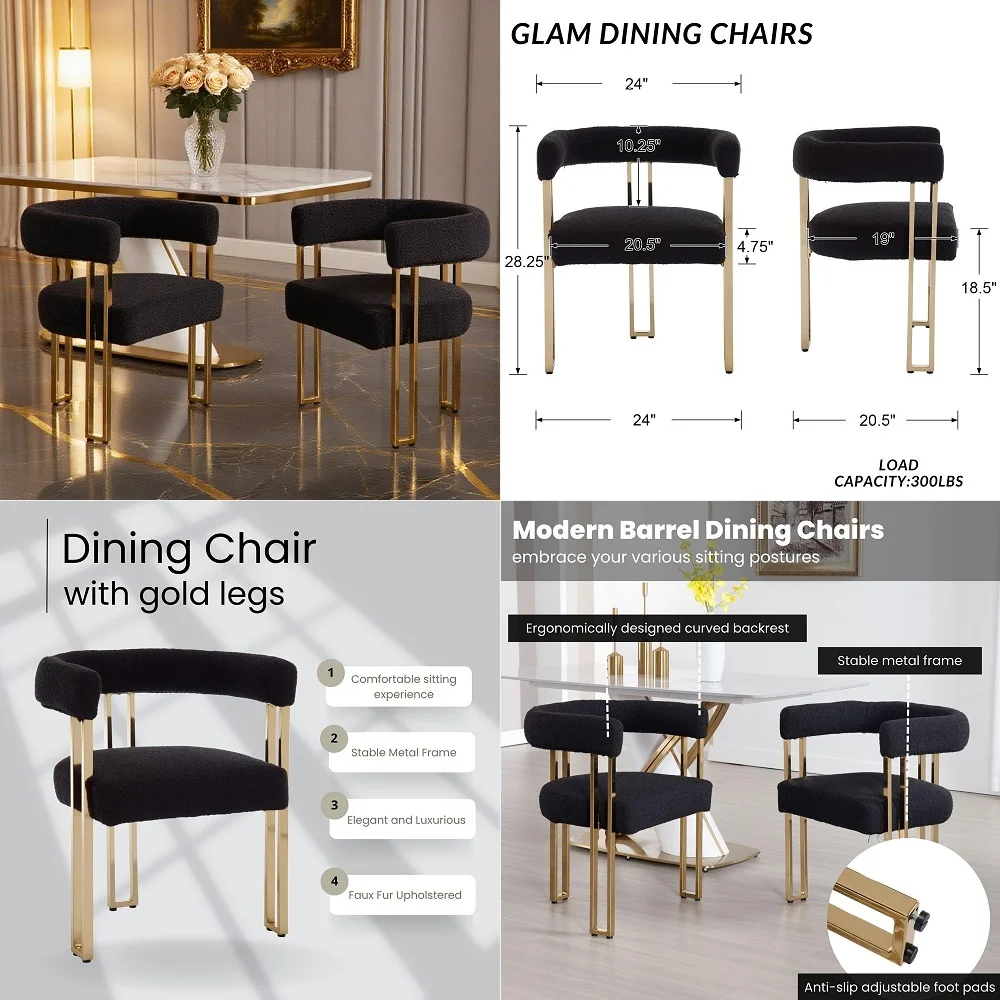 

Farmhouse Solid Wood Dining Chairs Set of 4, Mid Century Modern Dining Chairs with Open Curved Back, Armless Wooden Kitchen amp