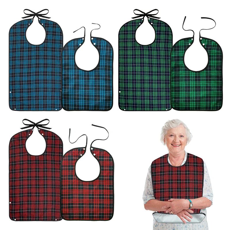 2-Pack: Crumb Catchers for Seniors — Adjustable, Machine-Washable, Soft, and Comfortable Adult Dining Bibs