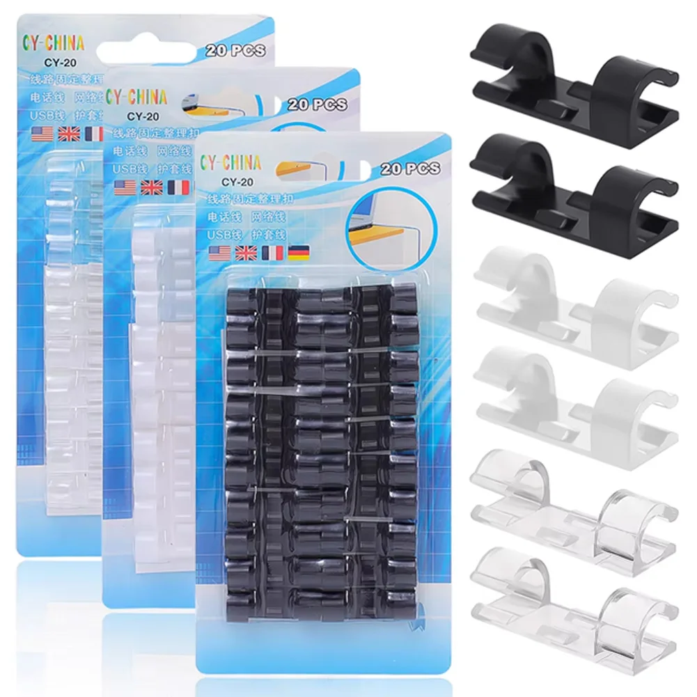 Adhesive Cable Clips Wire Holder for Wall Clear Strong Self-Adhesive Stickers Cord Management Organizer for Desk Car Office Home
