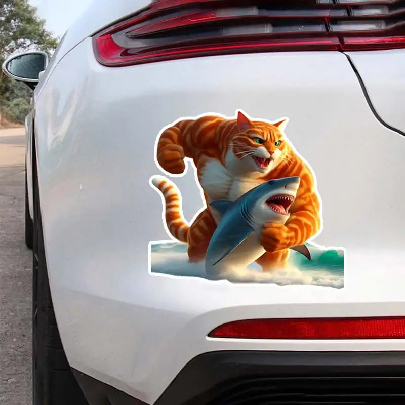 

Shark and Cat Car Sticker Vinyl Decal Waterproof Rear Window Motorcycle Camper Bumper Truck Laptop Decoration SH849