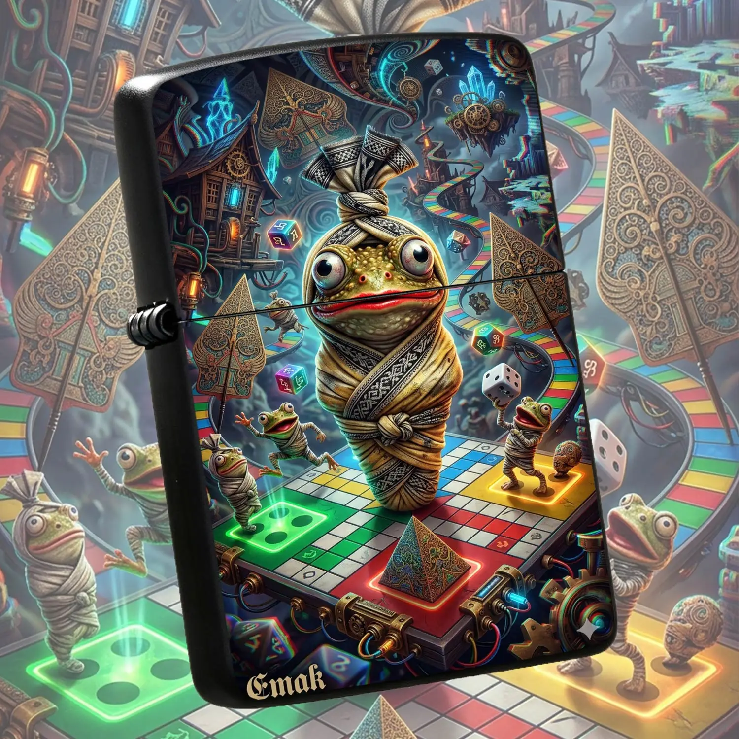 Fantasy Steampunk Frog Wrapped Theme Portable Lighter, Creative Surreal Art Pattern Decor, Ideal For Daily Use, Outdoor Gathering, Party Scenarios, Unique Stylish Gift For Art Lovers And Collectors, Exqui A Humorous And Interesting Lighter