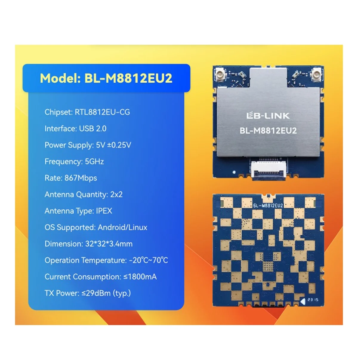 Imagem -06 - Módulo de Mapeamento sem Fio de Alta Potência com Fem Módulo Wifi 5g Bl-m8812eu2