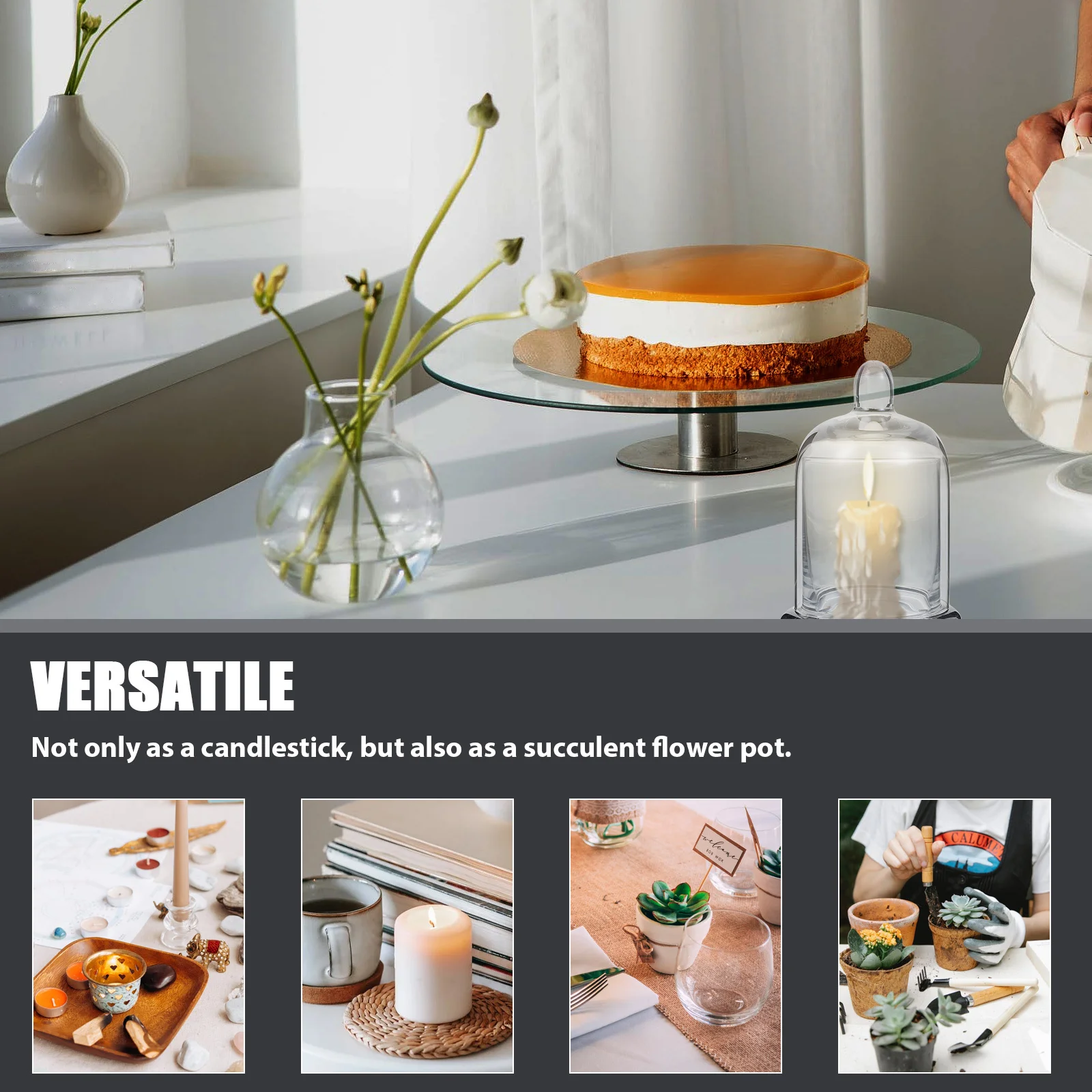 

1Set Decorative Holder Glass Material Long Lasting Home Office Bedroom Living Room Romantic Atmosphere Gift