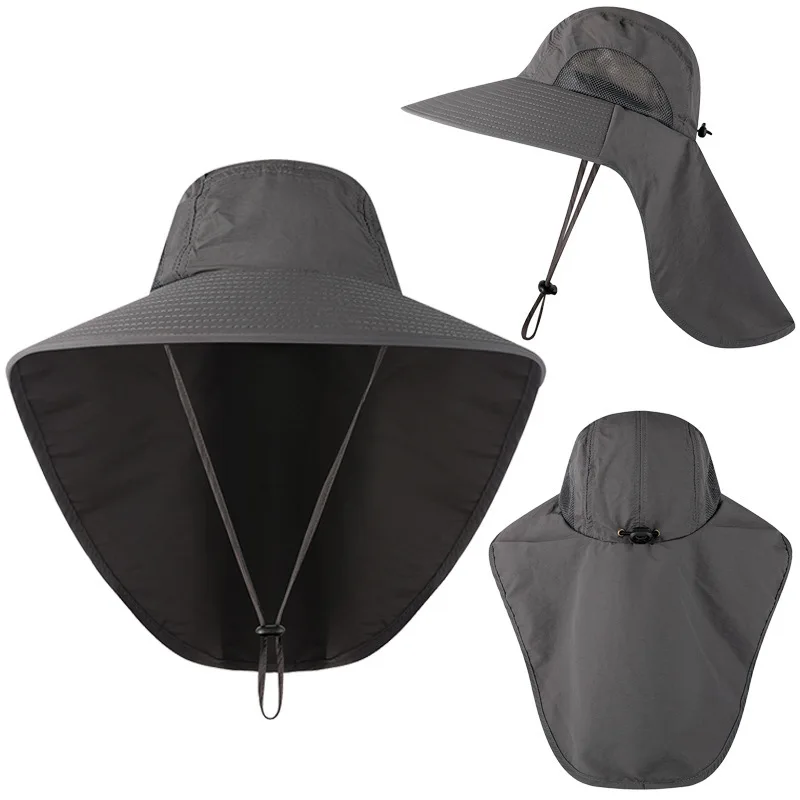 Sombreros de cubo de ala ancha para hombres y mujeres, sombrilla a prueba de agua, protector de cuello de enfriamiento, gorra de Safari, visera de