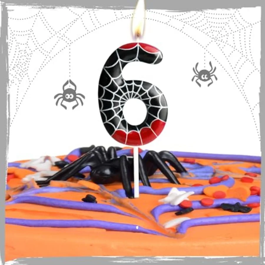 s Candle th Birthday Candle Black Red s Web Cake Decoration Birthday Party Supplies s Cartoon Themed Cake Topper Decorations fo - view 5