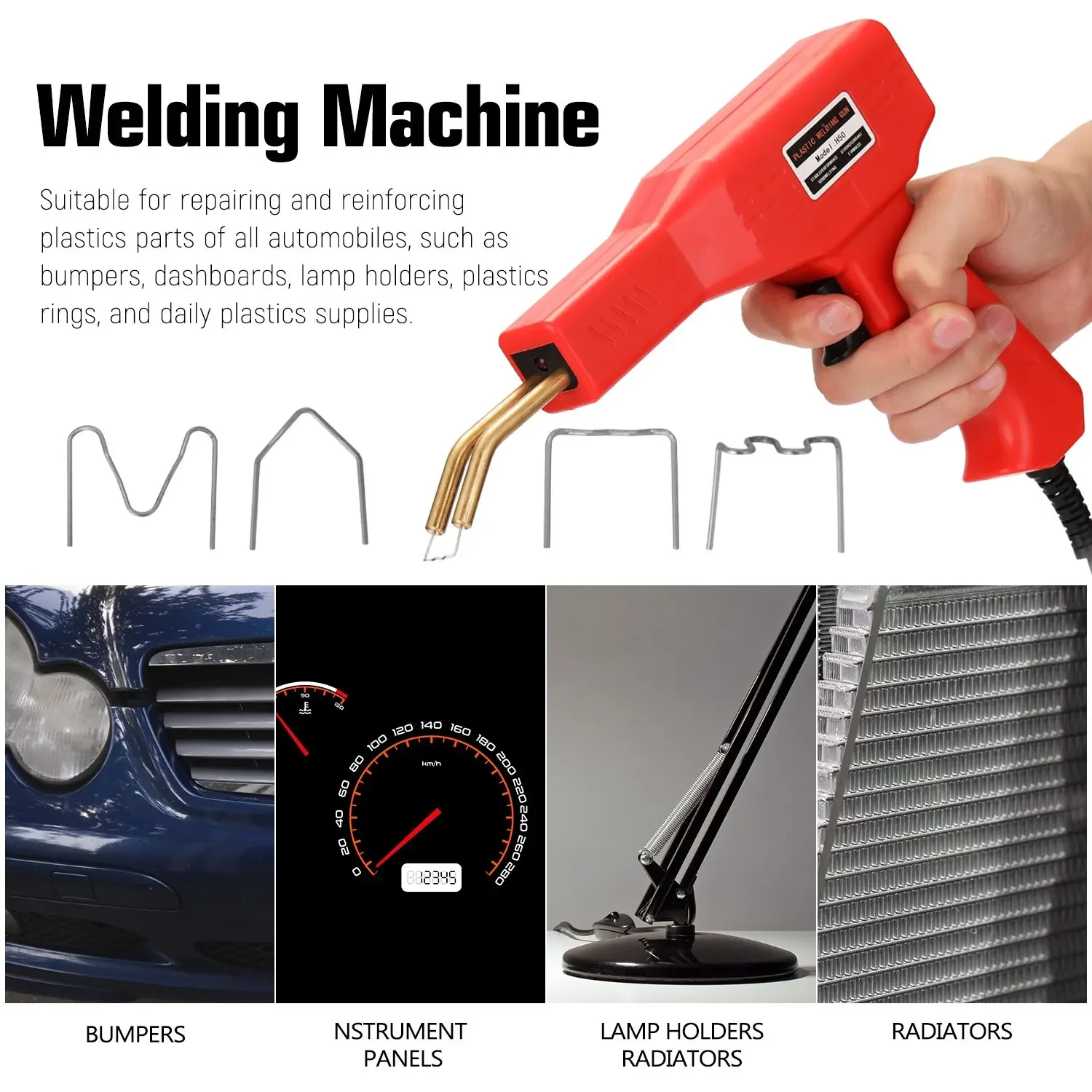 Plastic Welder Hot Nail Gun with 200/400/800 Nails for Car Bumper PVC Repair Garage Tool Kit Machine Welding