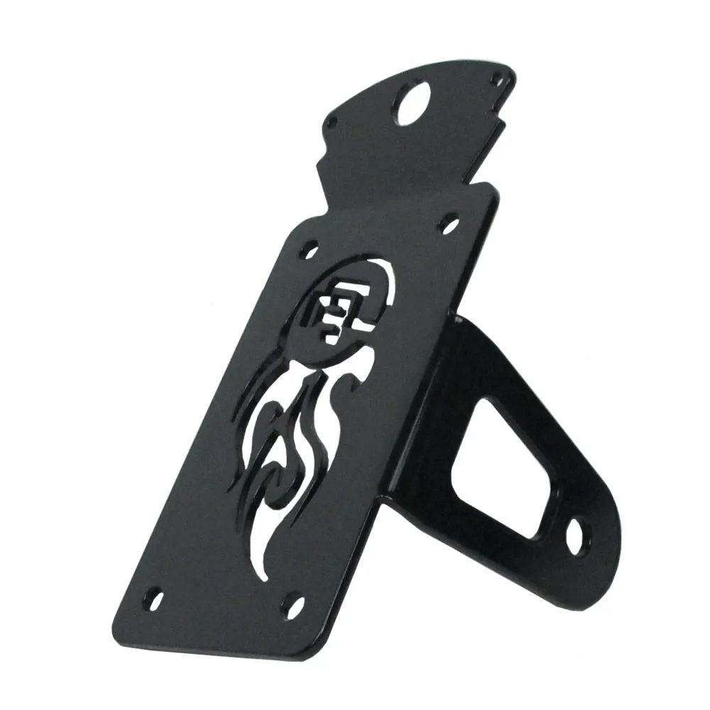 Black Vertical Integrated Side License Plate Mount Bracket Assembly With Red Brake Light For Harley