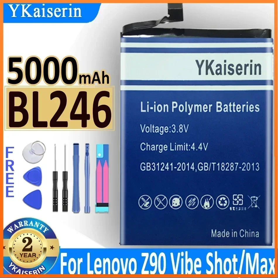 

YKaiserin New Battery For Lenovo Vibe Shot Z90 BL246 Z90A40 Z90-7 Z90-3 5000mAh Brand New Phone Battery Warranty One Year